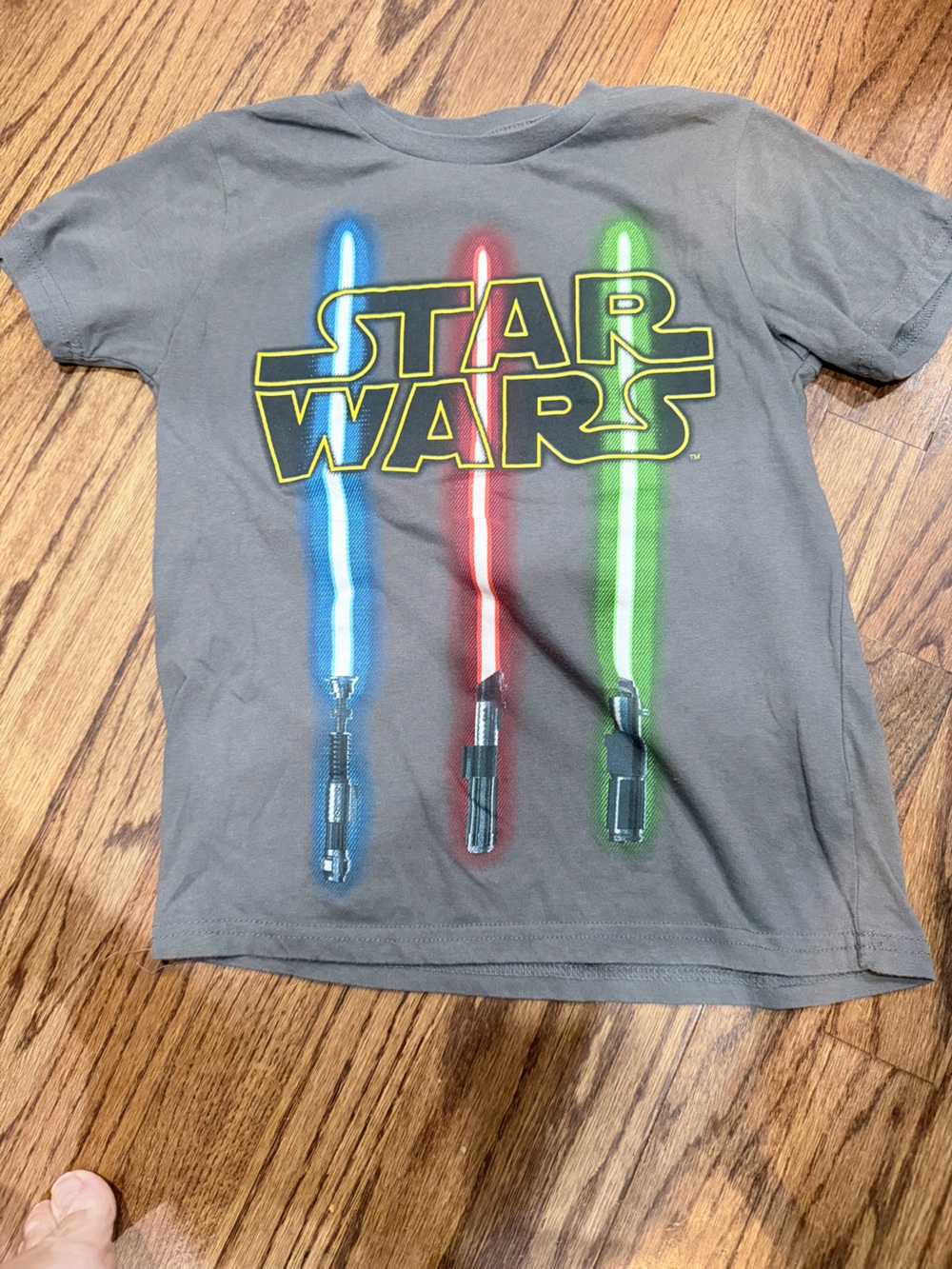 Star Wars Gray Tee with Blue Red and Green Lightsabers